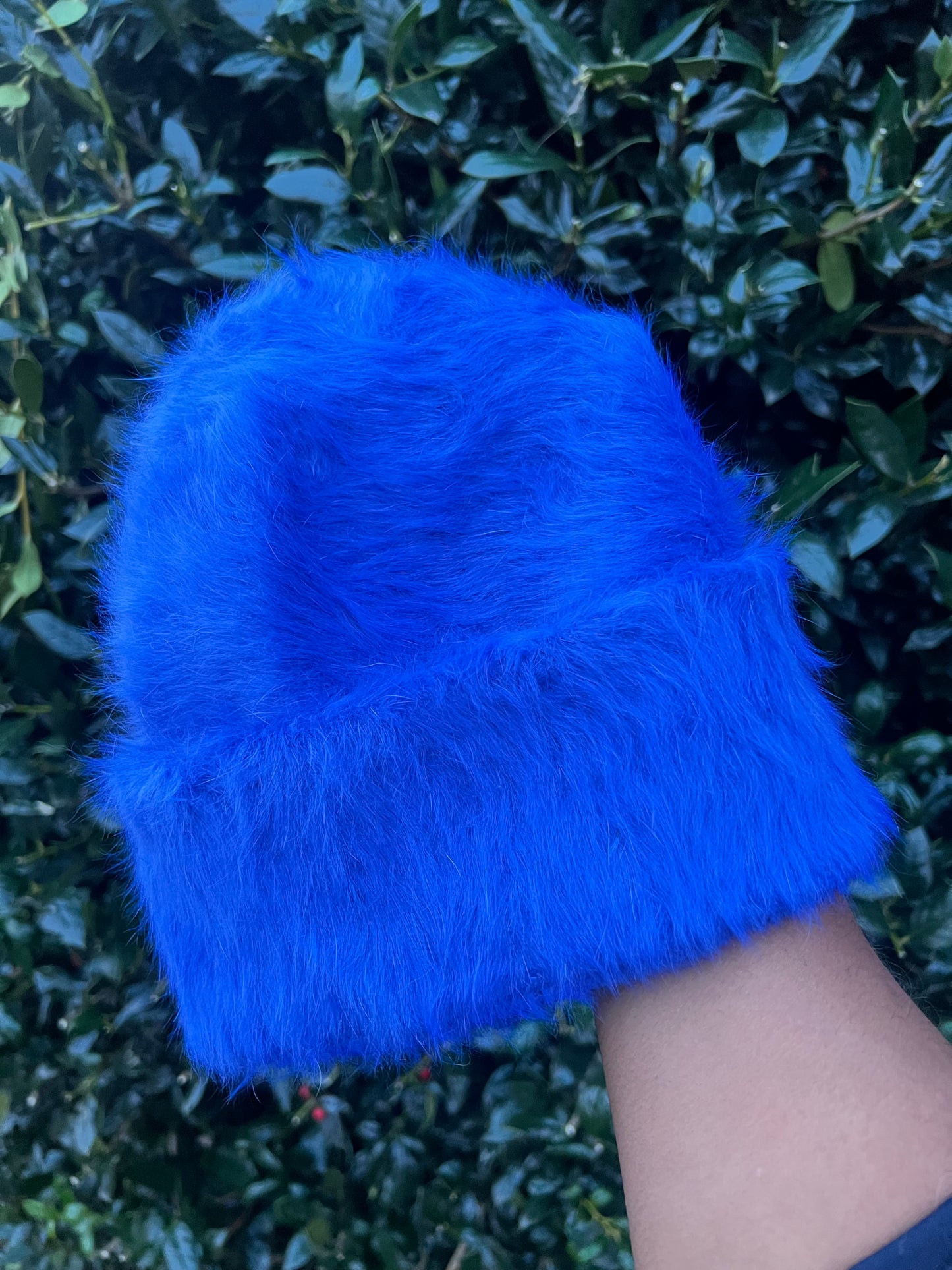 Blue Fuzzy Beanie