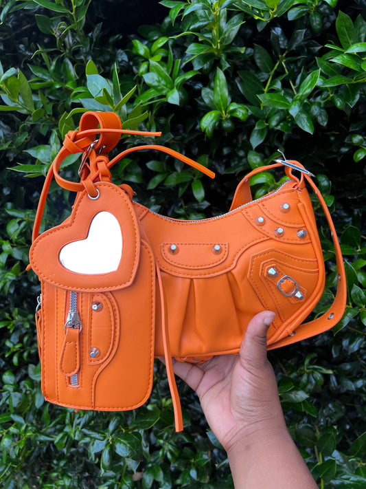 Orange Rivet Handbag